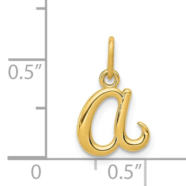 14K Yellow Gold Lower Case Script Letter A Initial Pendant