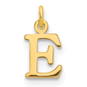 14k Yellow Gold Polished Finish Cut-Out Letter E Initial Design Charm Pendant