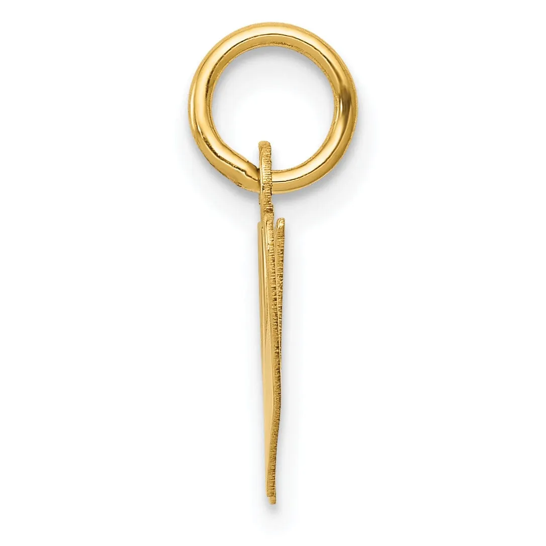 14K Yellow Gold Small Size Fancy Script Letter W Initial Pendant