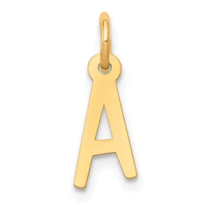 14k Yellow Gold Small Slanted Block Letter A Initial Pendant
