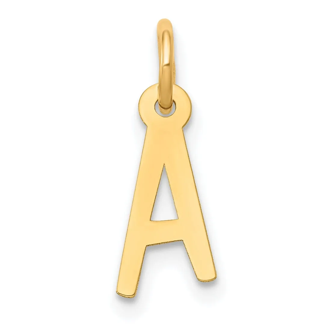 14k Yellow Gold Small Slanted Block Letter A Initial Pendant