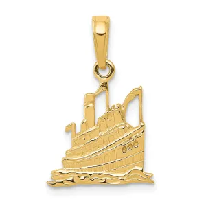 14k Yellow Gold Solid Polished Finish Cruise Ship Charm Pendant
