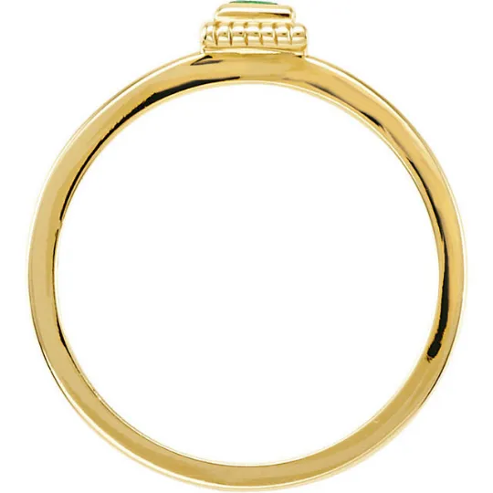 14kt Yellow Gold Square Green Emerald Stackable Ring