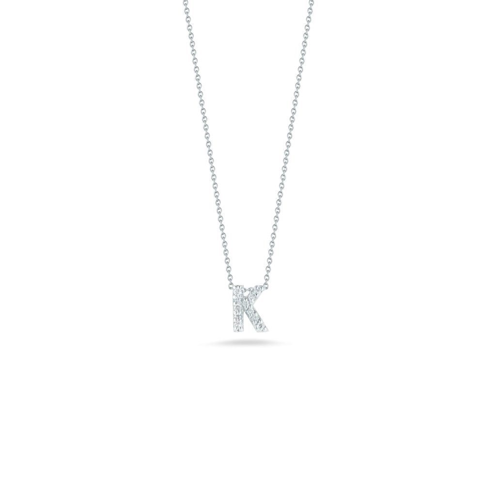 18K WHITE GOLD TINY TREASURES DIAMOND LOVE LETTER "K" NECKLACE