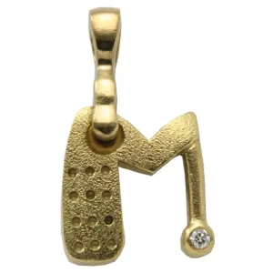 18K YELLOW GOLD DIAMOND LETTER M PENDANT