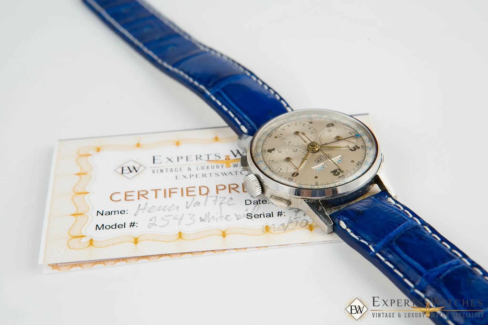 1940's Vintage Heuer 2543 Chronograph Valjoux 72C Triple Date Day Pre-Carrera