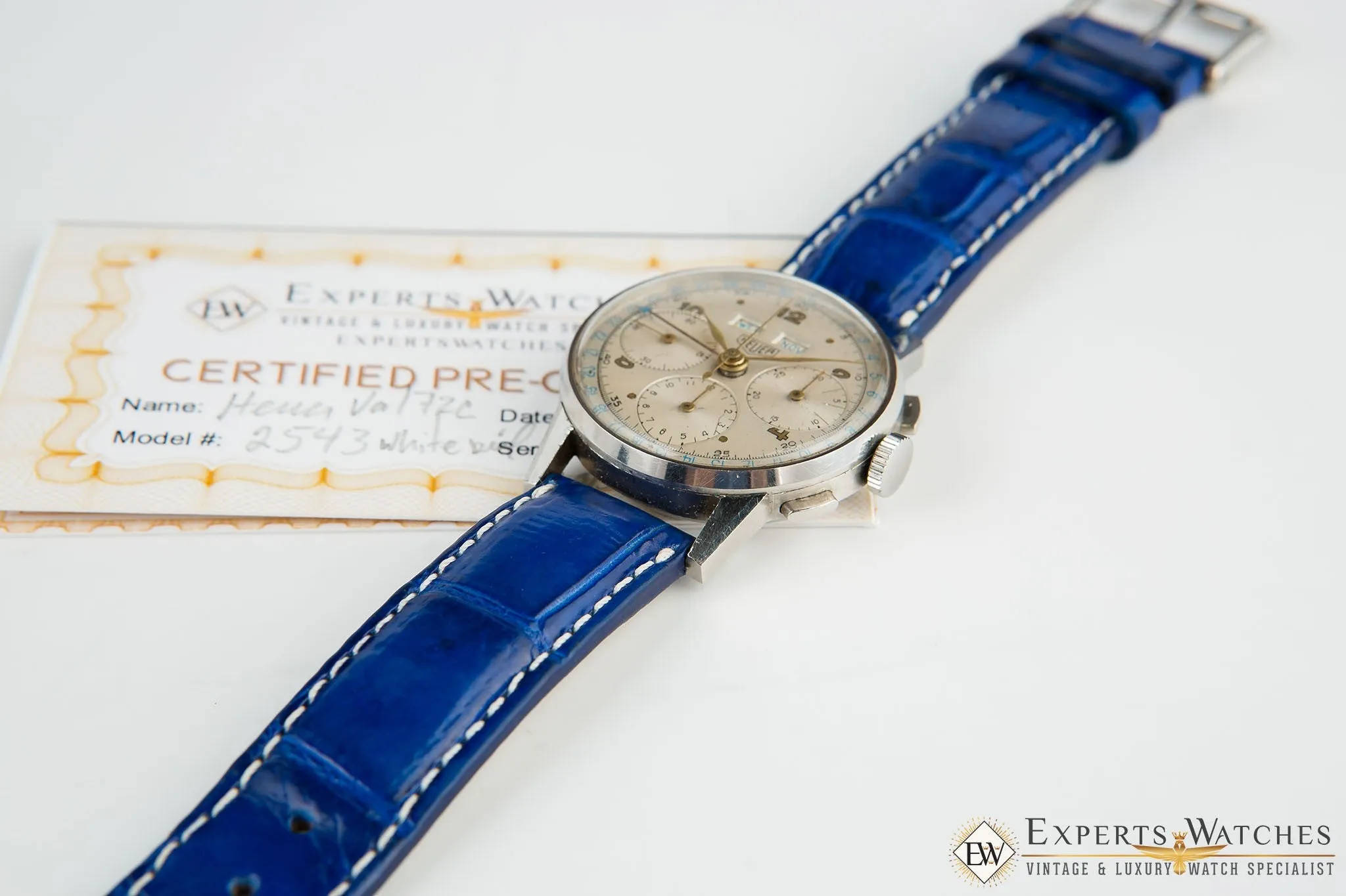 1940's Vintage Heuer 2543 Chronograph Valjoux 72C Triple Date Day Pre-Carrera