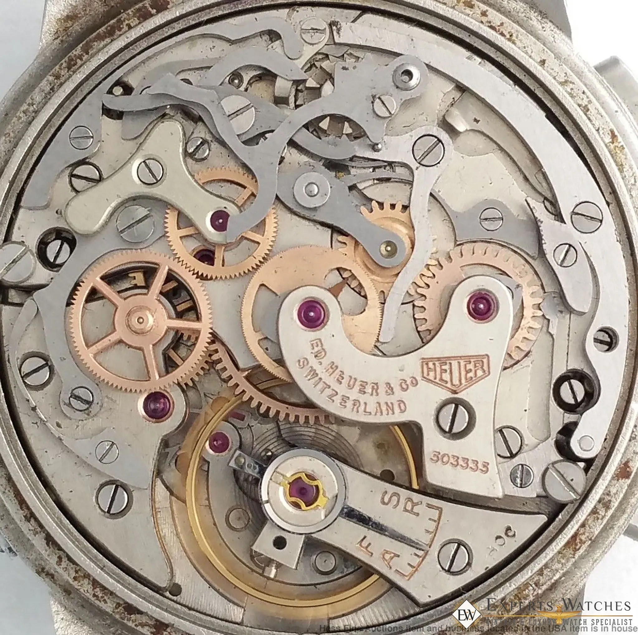 1940's Vintage Heuer 2543 Chronograph Valjoux 72C Triple Date Day Pre-Carrera