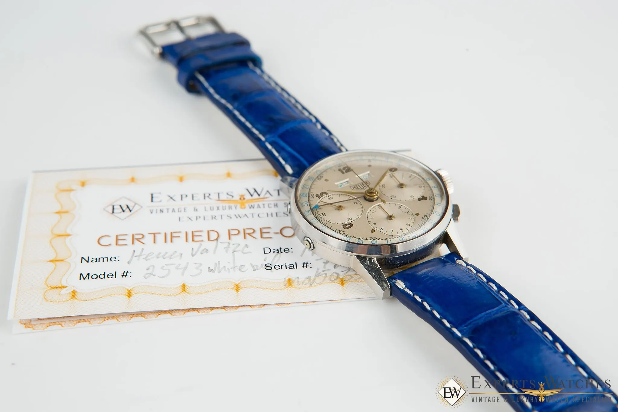 1940's Vintage Heuer 2543 Chronograph Valjoux 72C Triple Date Day Pre-Carrera