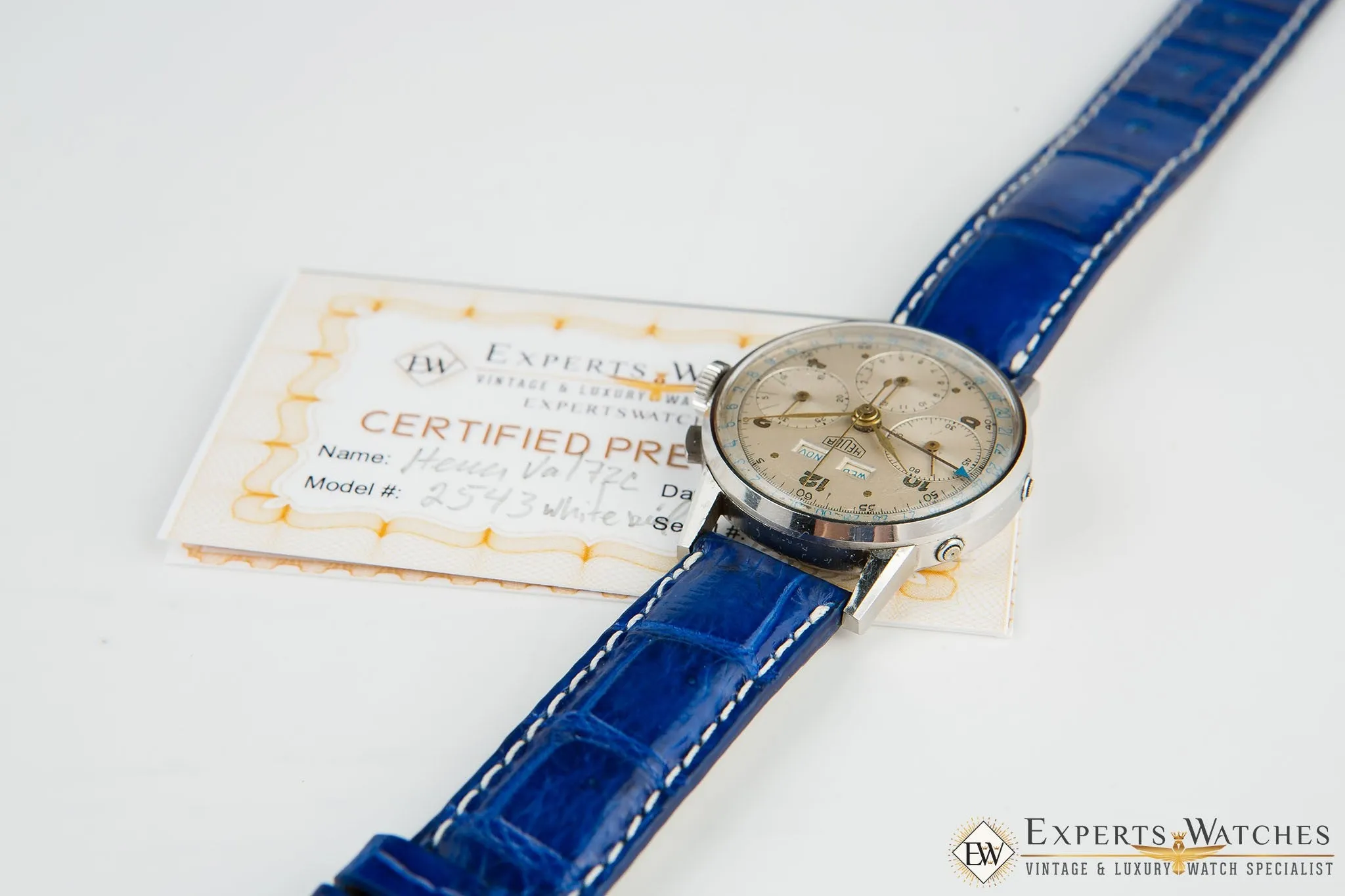 1940's Vintage Heuer 2543 Chronograph Valjoux 72C Triple Date Day Pre-Carrera