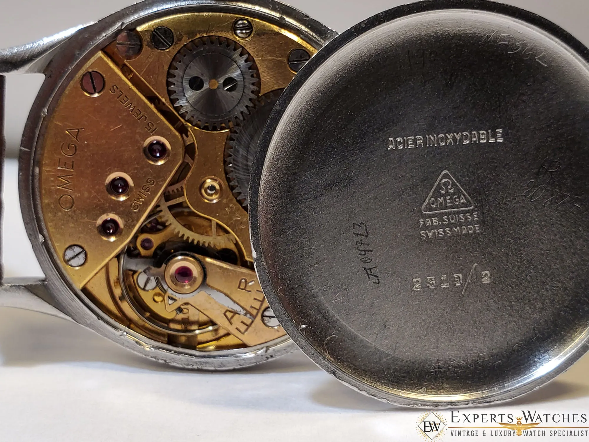 1940's Vintage Omega 2319 /2 Cal 30T2 Manual Movement Engraving 1946 Military