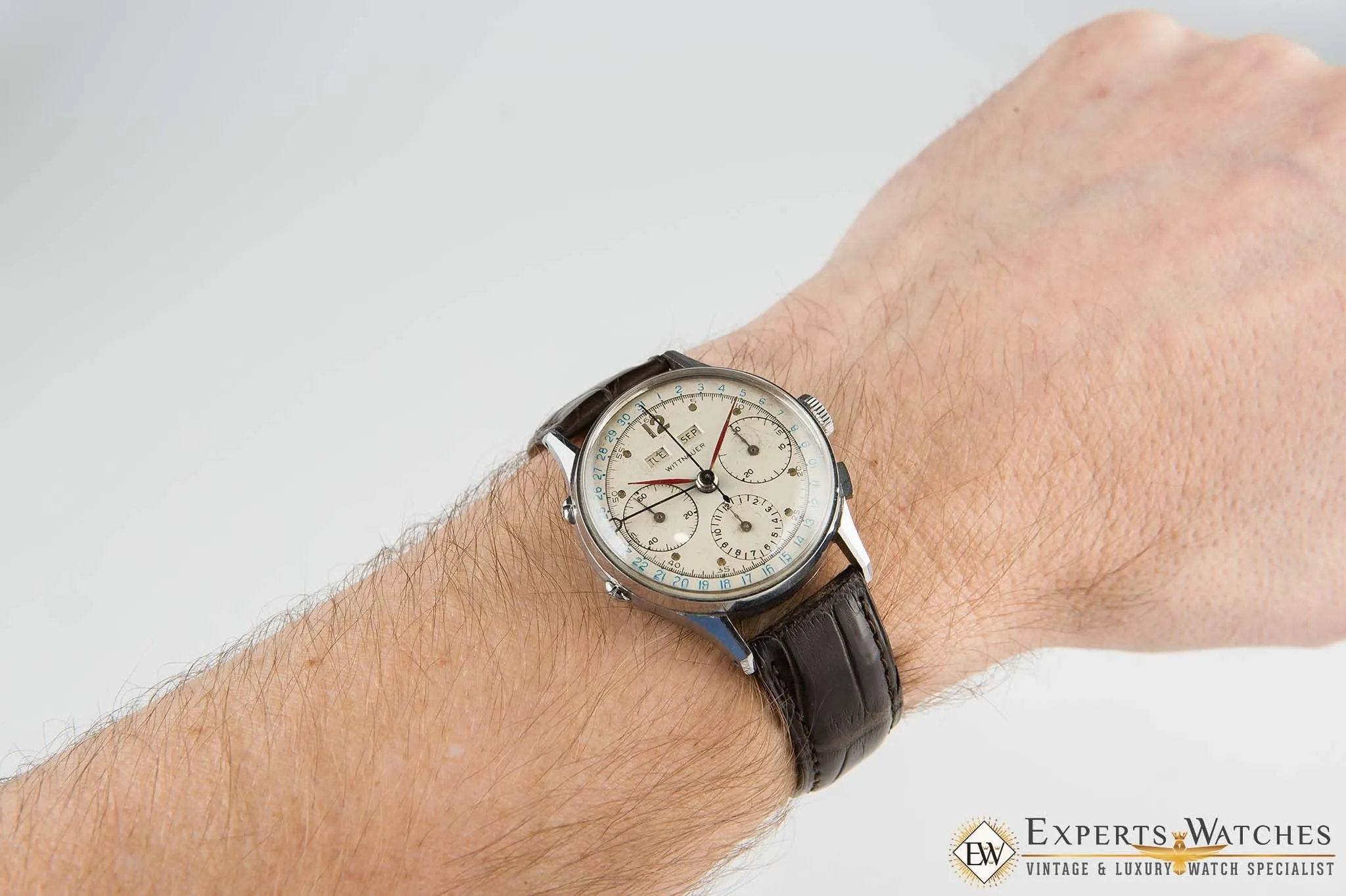 1950s Vintage Wittnauer Valjoux 72C Triple Date Calendar Chronograph Watch