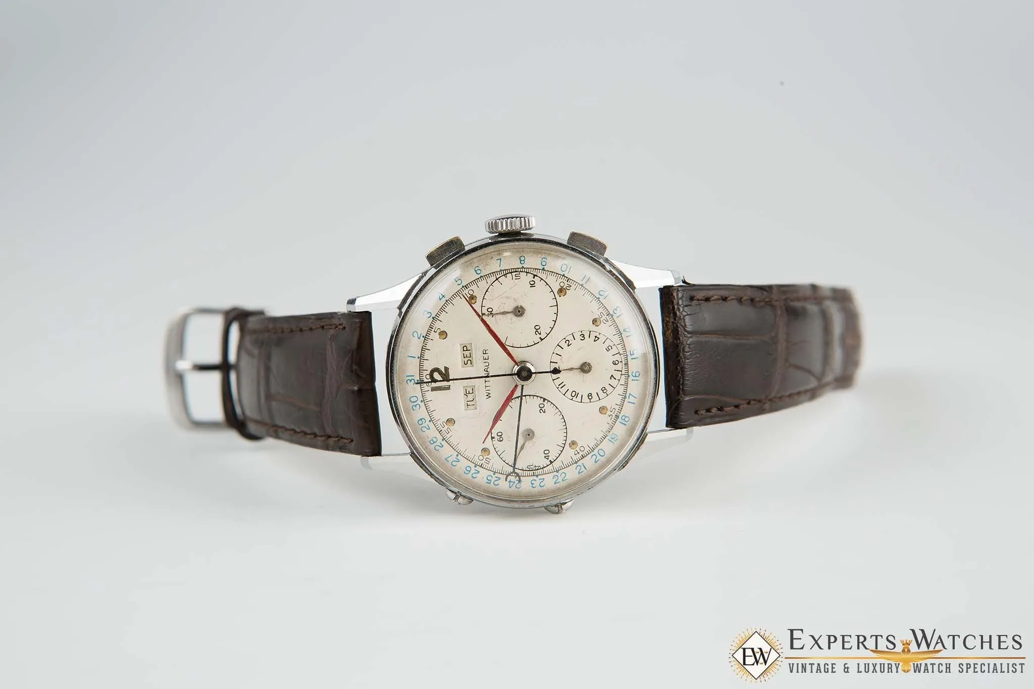 1950s Vintage Wittnauer Valjoux 72C Triple Date Calendar Chronograph Watch