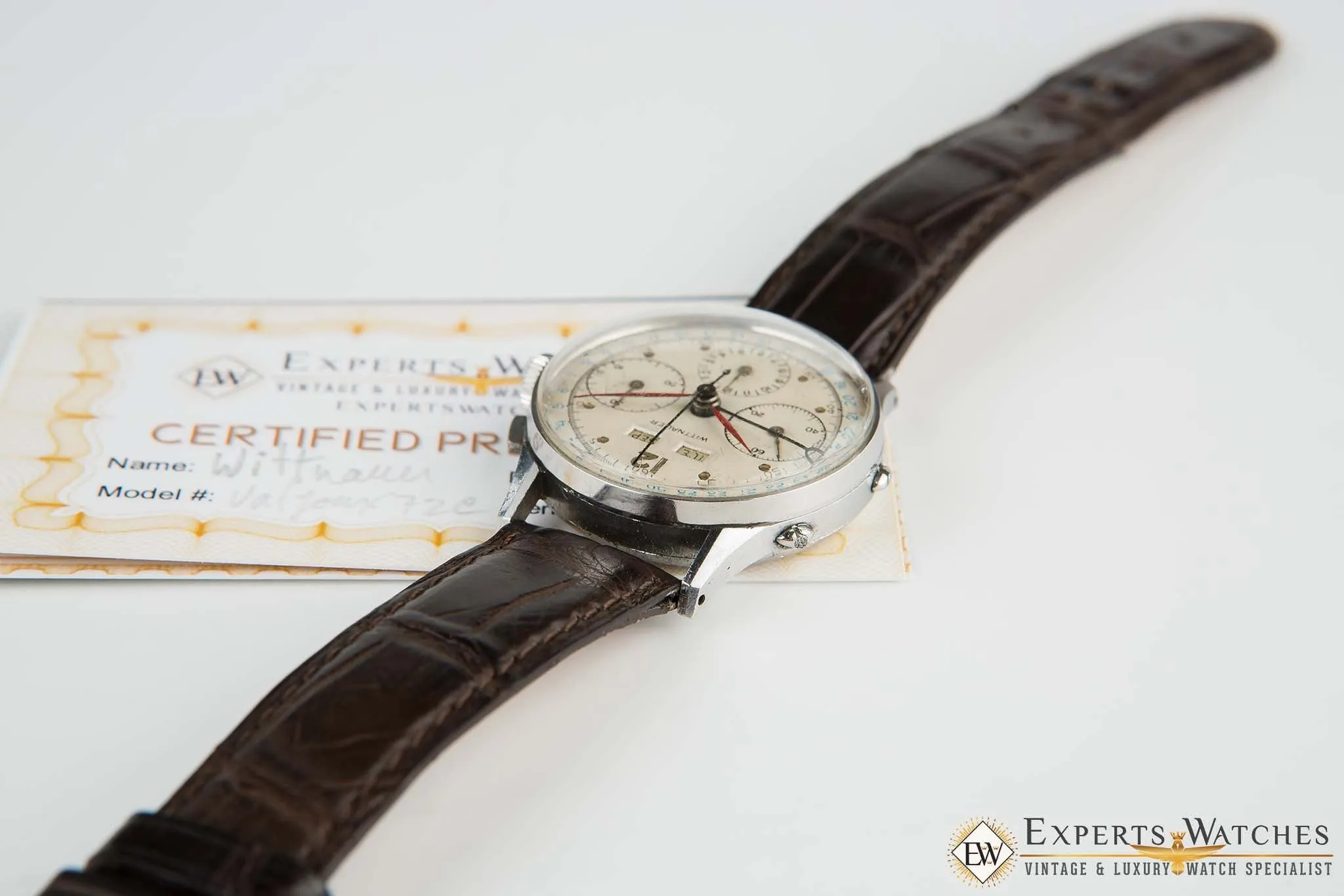 1950s Vintage Wittnauer Valjoux 72C Triple Date Calendar Chronograph Watch