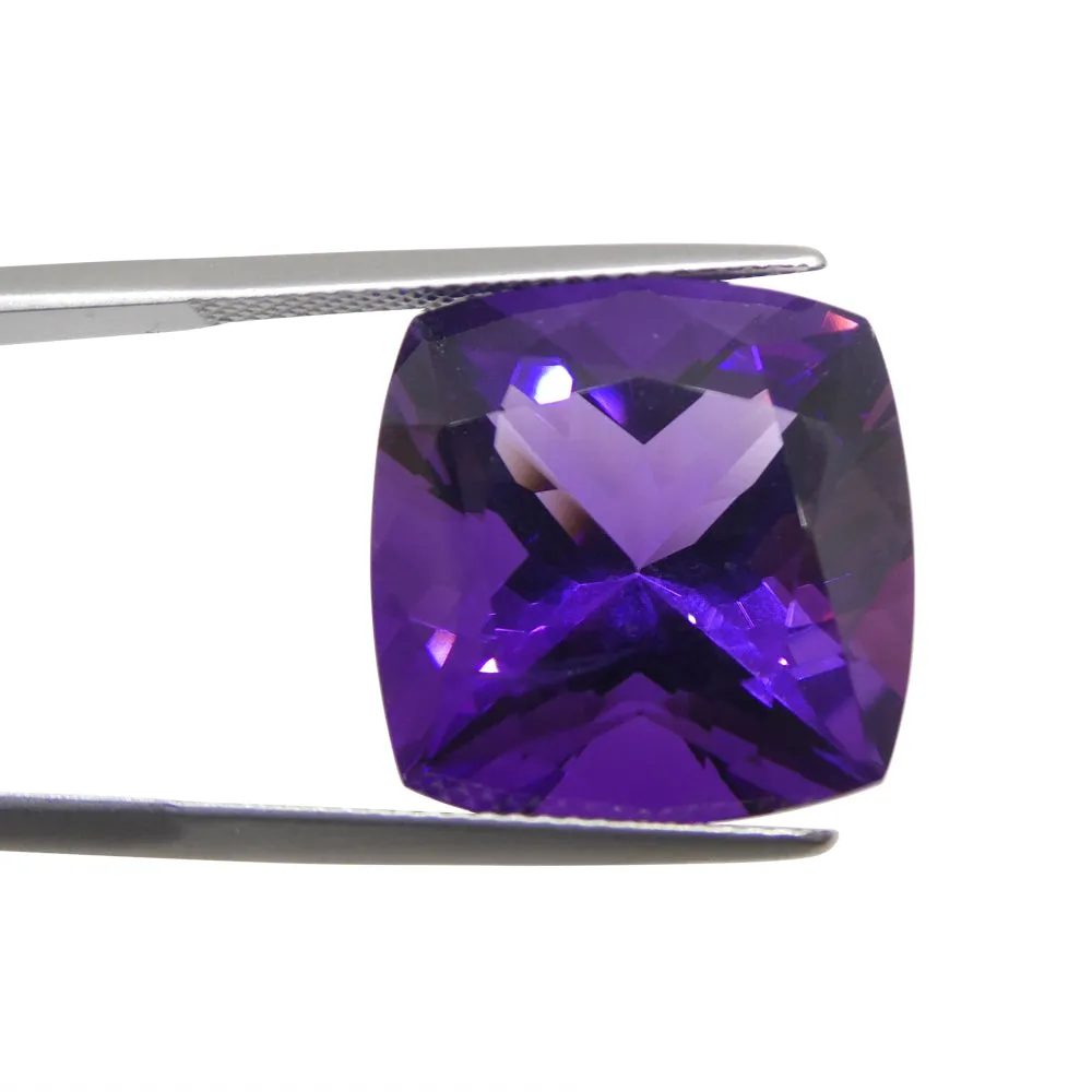 19.53ct Cushion Square Purple Amethyst from Uruguay