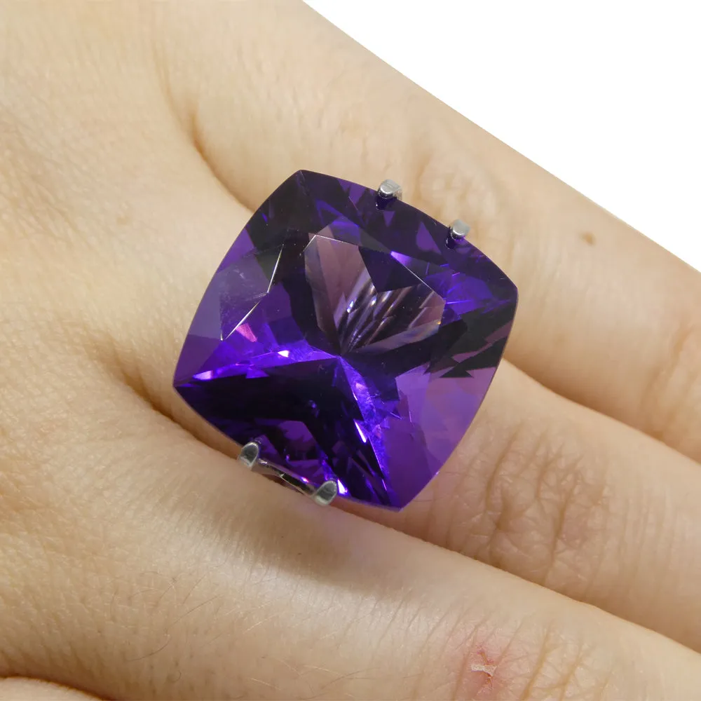 19.53ct Cushion Square Purple Amethyst from Uruguay