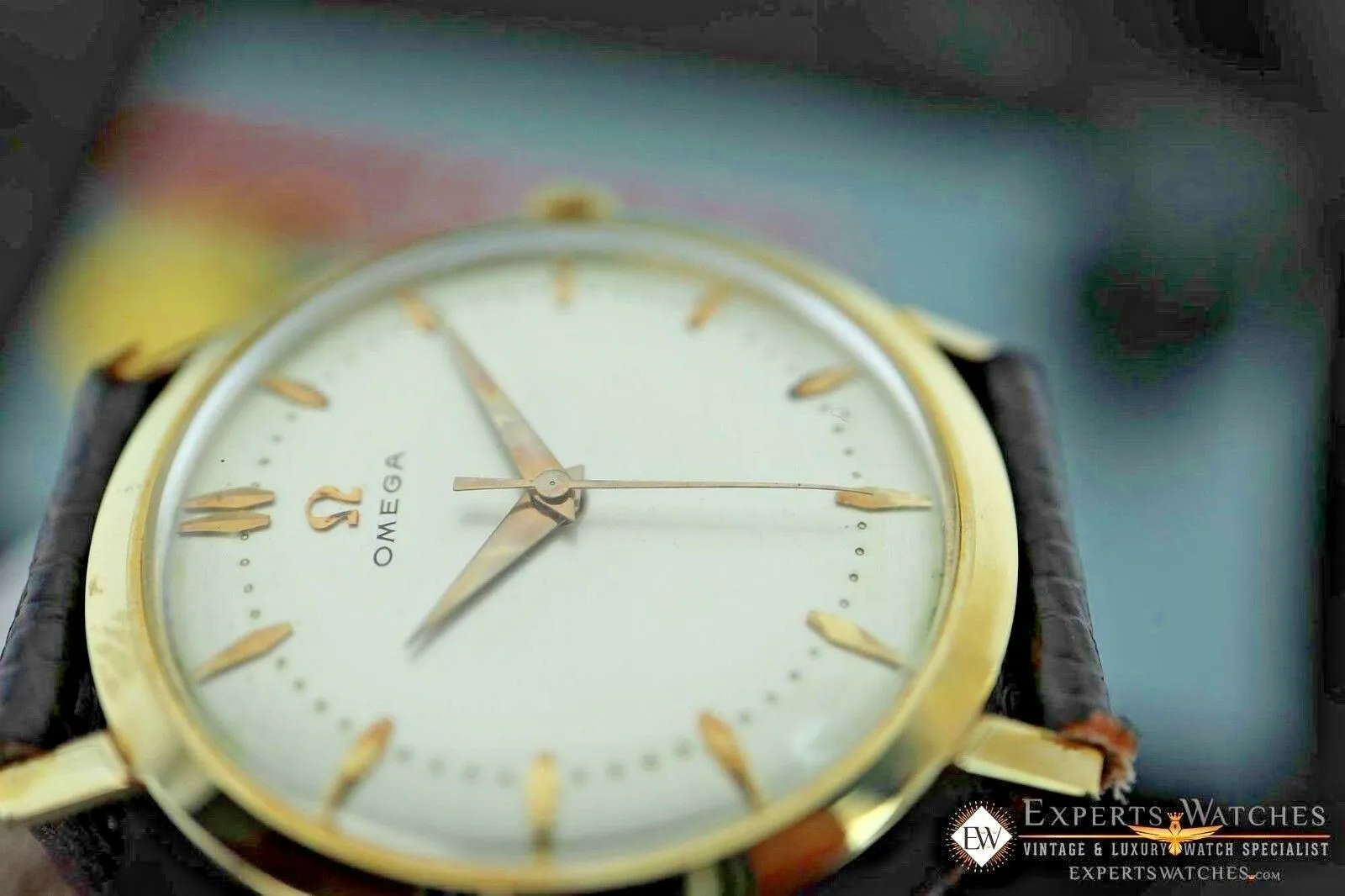 1958 Vintage OMEGA S-6586 Solid D&A 14K Gold Cal 520 Watch Serviced Certified PO