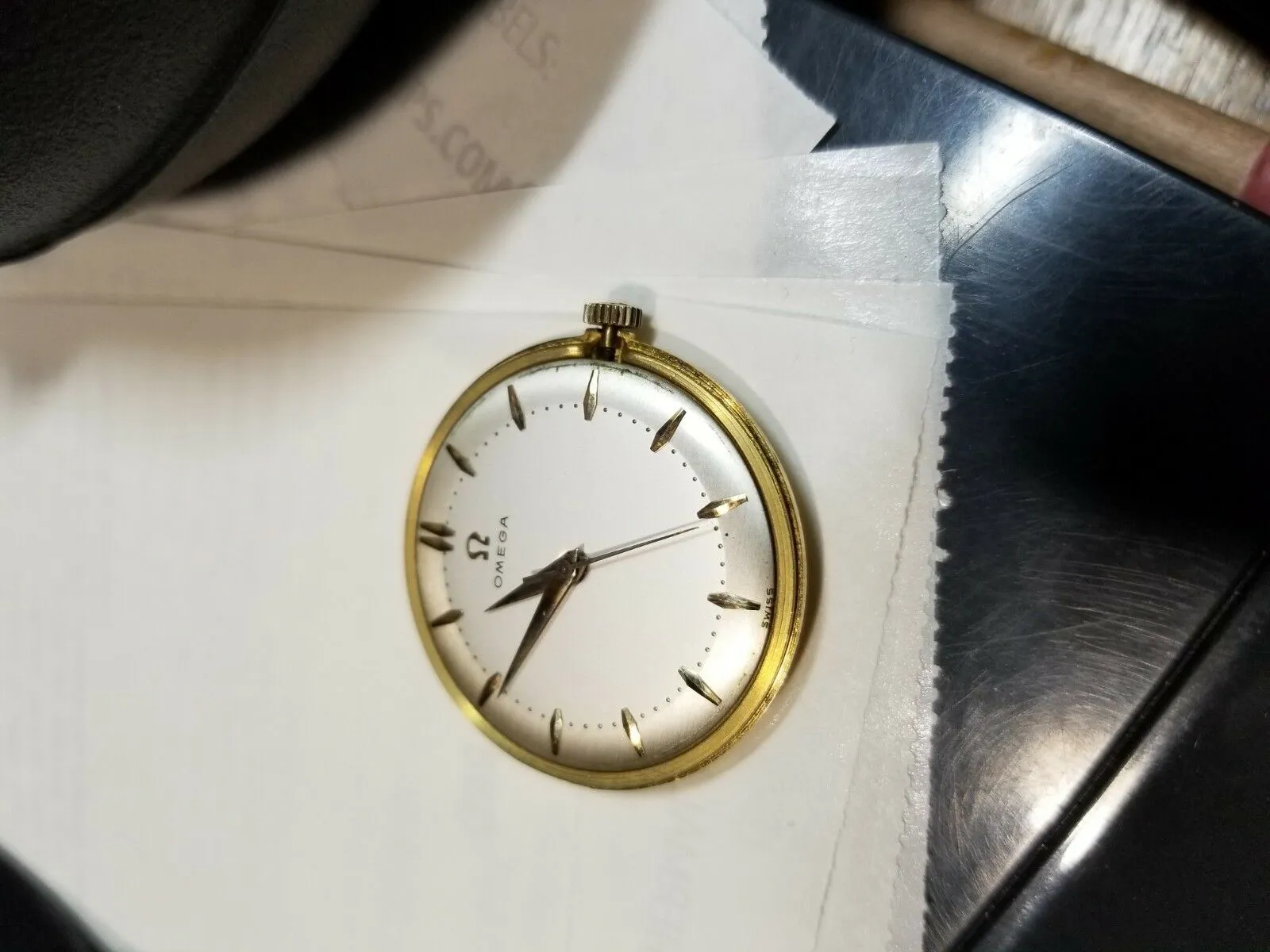 1958 Vintage OMEGA S-6586 Solid D&A 14K Gold Cal 520 Watch Serviced Certified PO