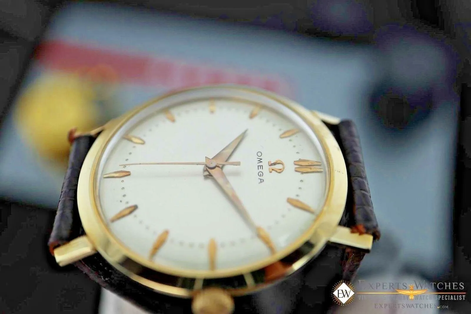 1958 Vintage OMEGA S-6586 Solid D&A 14K Gold Cal 520 Watch Serviced Certified PO