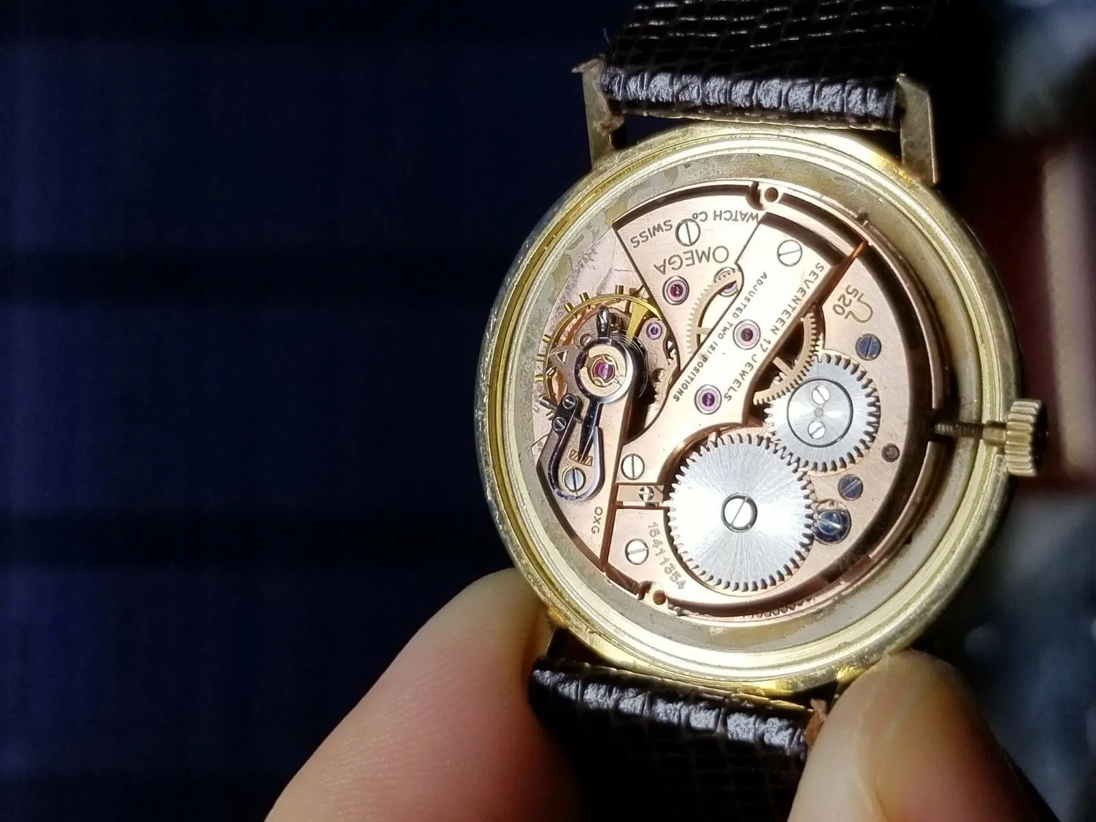 1958 Vintage OMEGA S-6586 Solid D&A 14K Gold Cal 520 Watch Serviced Certified PO