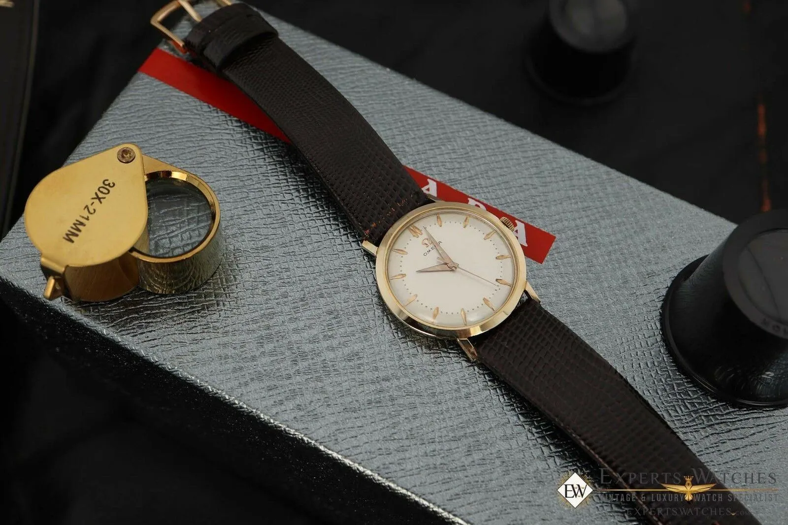 1958 Vintage OMEGA S-6586 Solid D&A 14K Gold Cal 520 Watch Serviced Certified PO