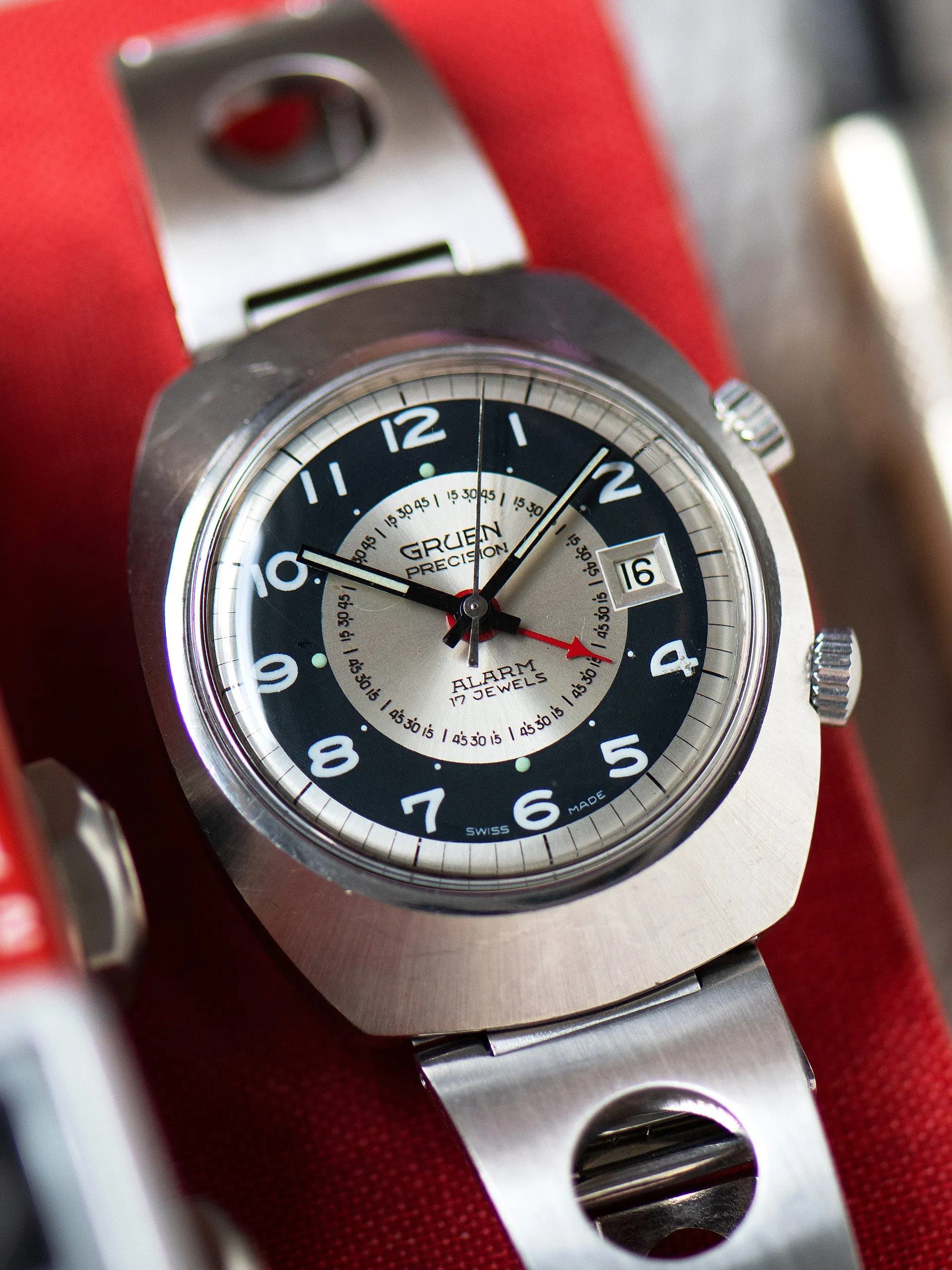 1960s Gruen Precision Alarm "Tuxedo Dial"