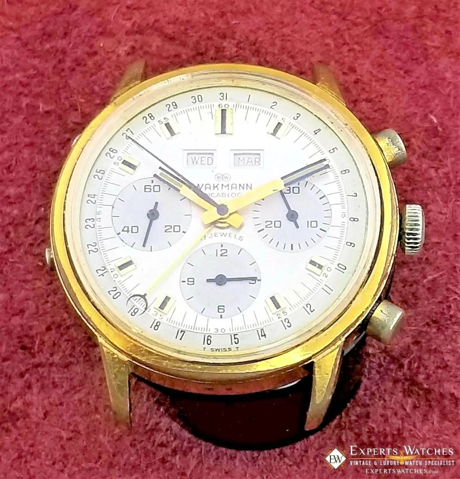 1974 Serviced Vintage Wakmann Triple Calendar Date Chronograph Valjoux 730 72c