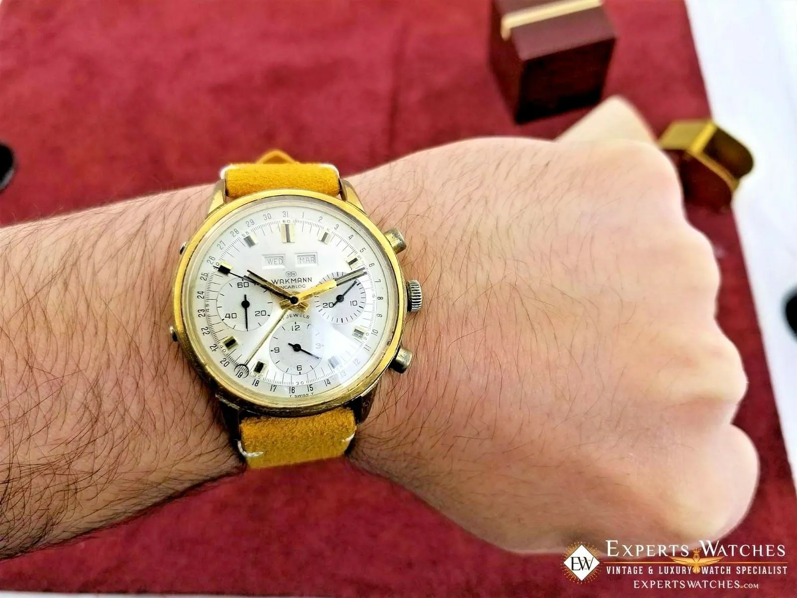 1974 Serviced Vintage Wakmann Triple Calendar Date Chronograph Valjoux 730 72c
