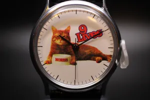 1986 Timex Q "Morris the Cat 9 Lives Cat Food" Quartz Advertising Watch (New Old Stock)