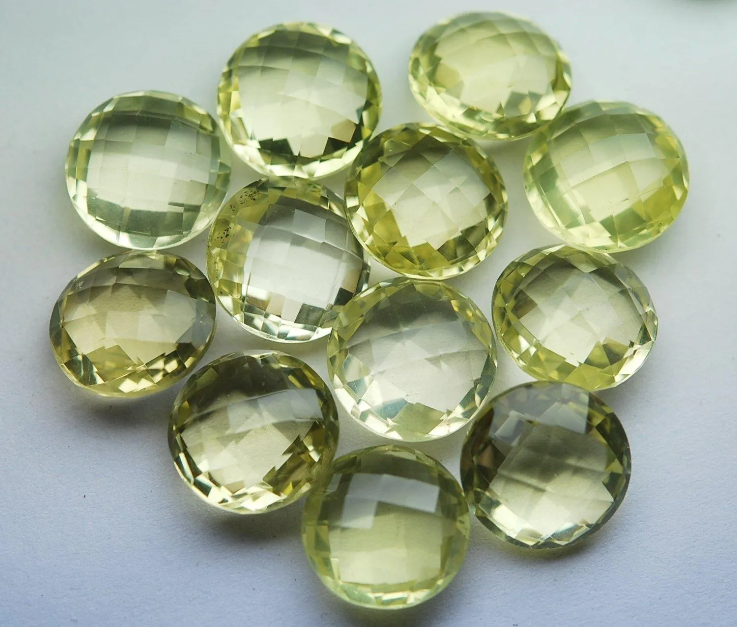 2 Match Pair, Super Rare Aaa Natural Lemon Quartz Undrilled Faceted Coins Calibrated Size 16mm