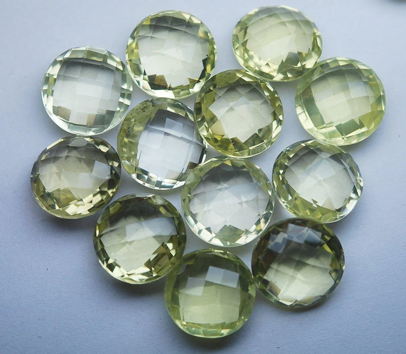 2 Match Pair, Super Rare Aaa Natural Lemon Quartz Undrilled Faceted Coins Calibrated Size 16mm