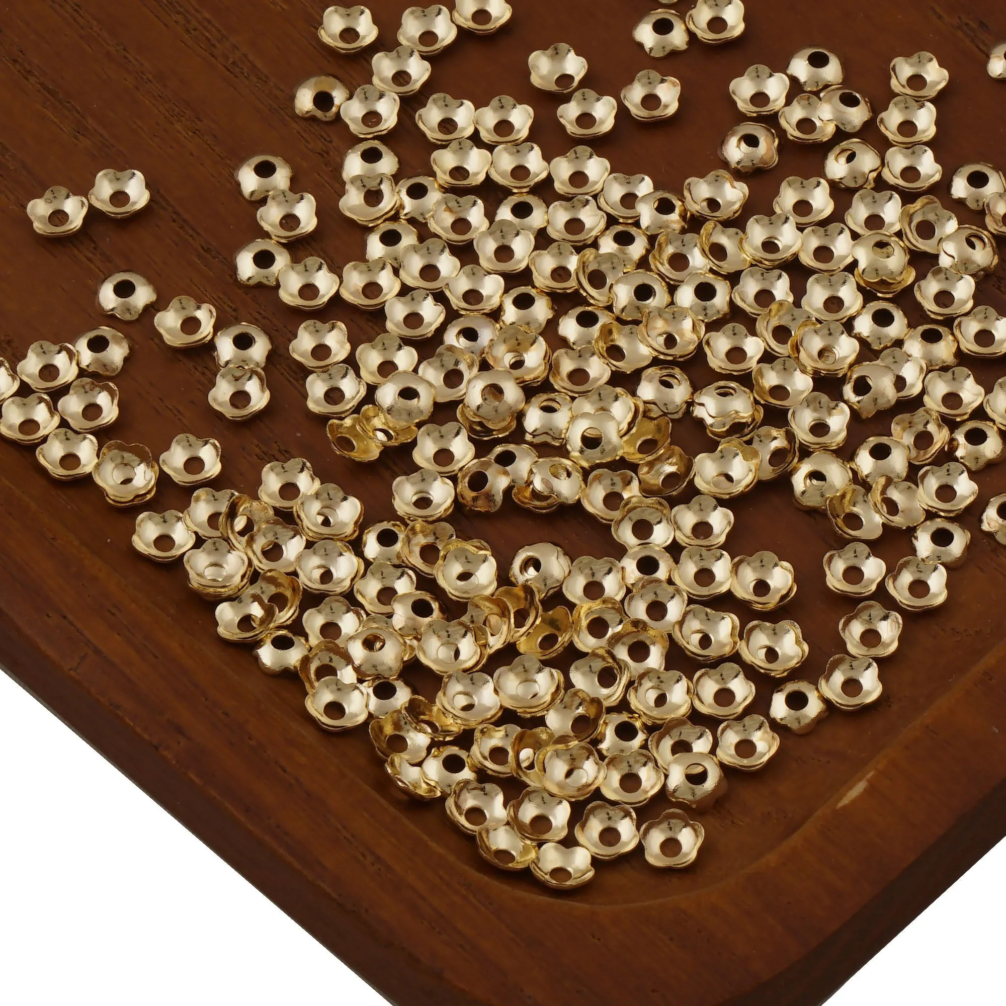 200PCS 14k Gold Filled Bead Caps, 4mm Gold Filled Flower Bead Caps, Can work 5-6mm beads, Gold Filled Jewelry Findings 10419650