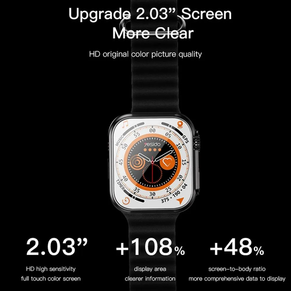 2.03 Inch Ip67 Waterproof Smart Watch Support Heart Rate / Blood Oxygen Monitoring Black
