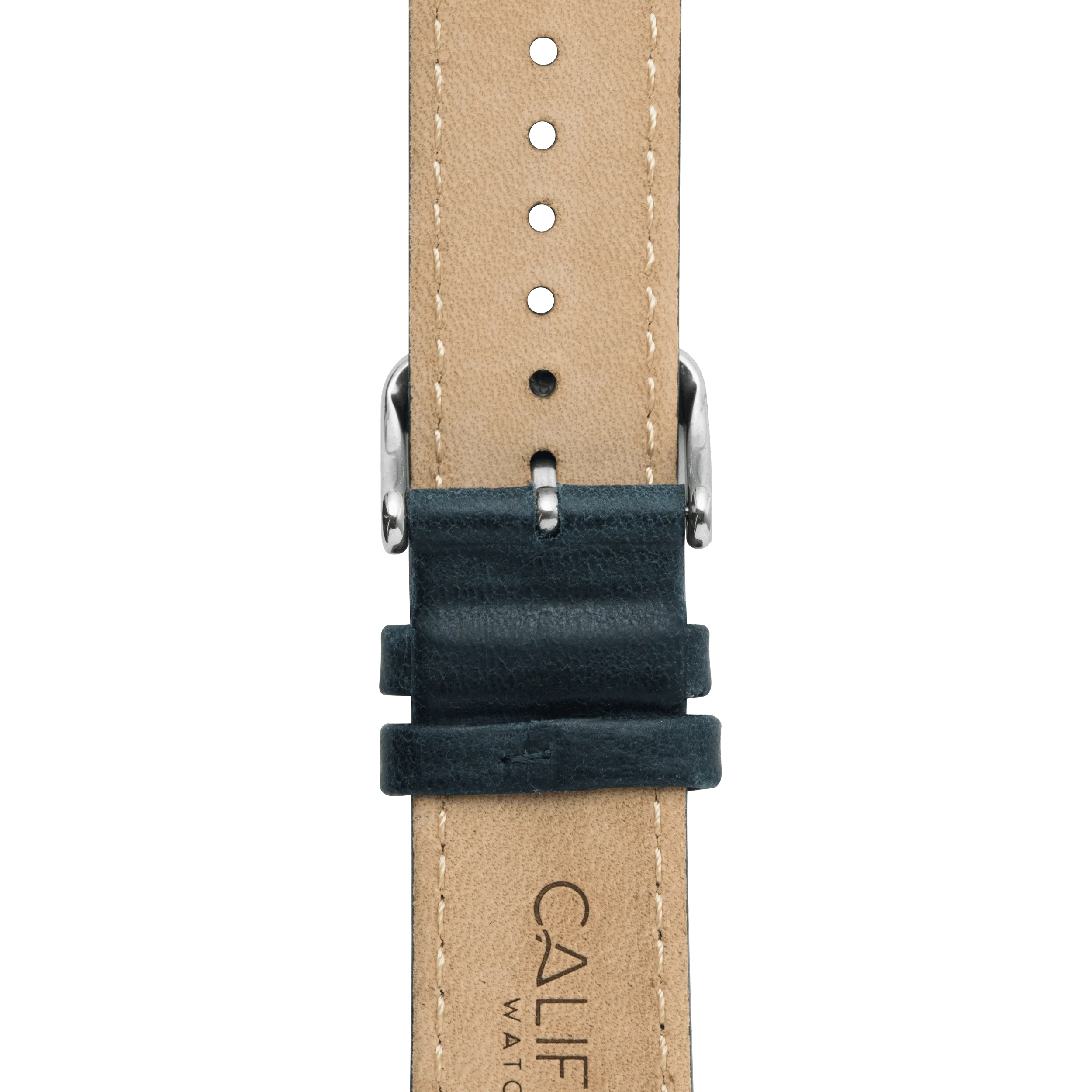 22mm Leather Navy Silver