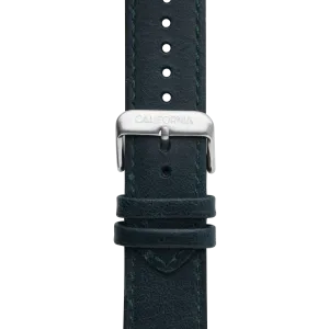 22mm Leather Navy Silver