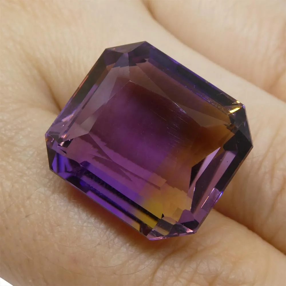 29.65 ct Emerald Cut Ametrine, 100% Natural Very Rare Single Source Gem from Bolivia