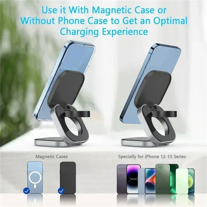 3 In 1 Magnetic Wireless Charger Stand Pad Magnet Fast Charging Station For Magsafe iPhone 16 15 Samsung Galaxy Apple Watch 1-9