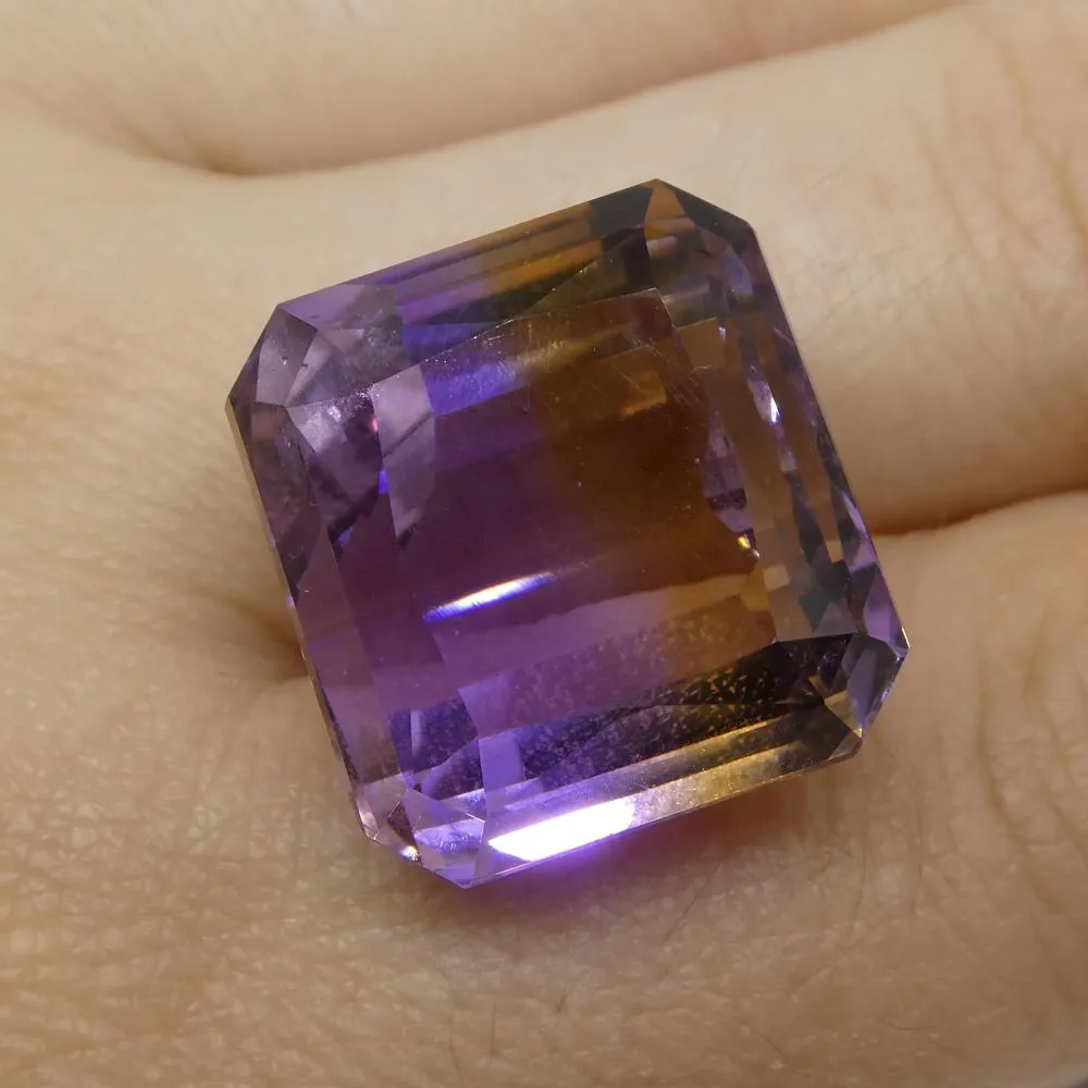 31.87 ct Square Ametrine, 100% Natural Very Rare Single Source Gem from Bolivia