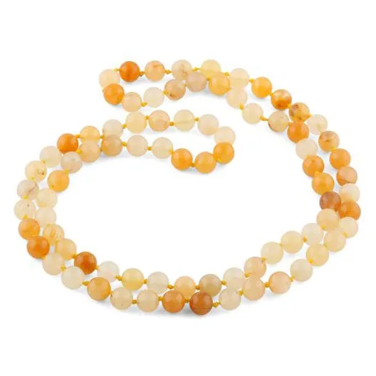 32" 8mm Yellow Serpentine Round Gemstone Bead Necklace
