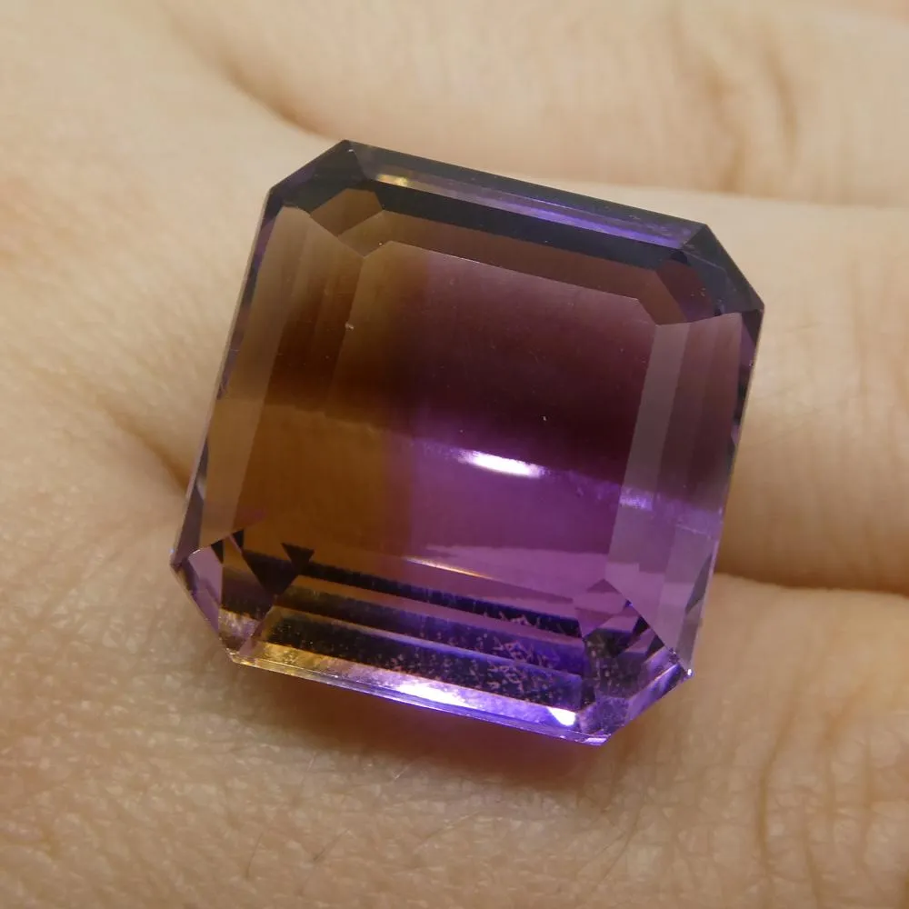 33.59 ct Square Ametrine, 100% Natural Very Rare Single Source Gem from Bolivia