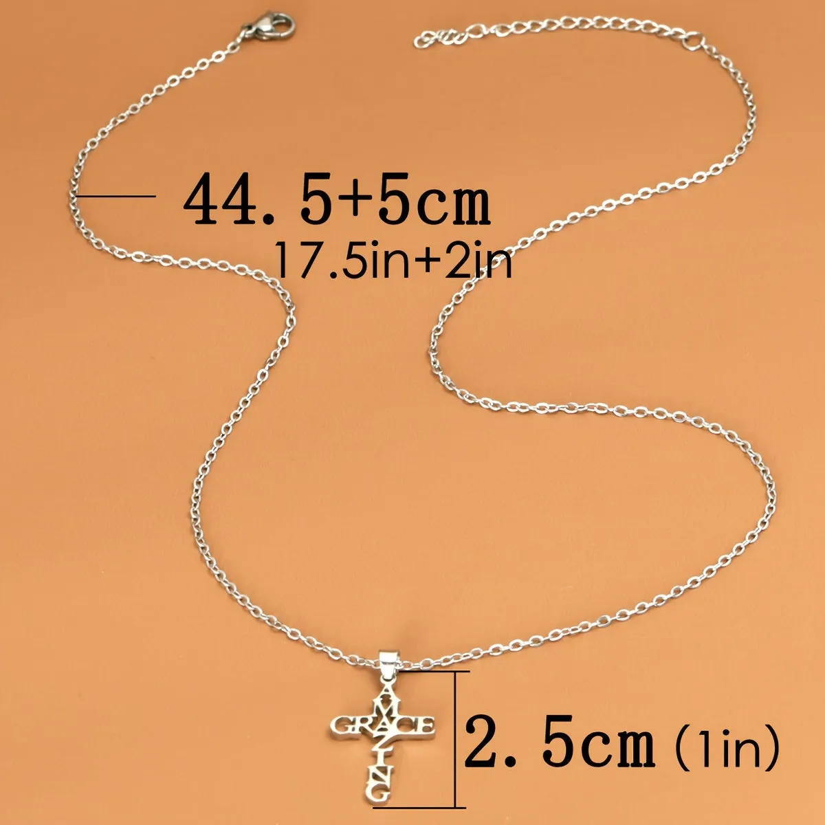 3pcs Stainless Steel Christian Faith Words Pendant Necklace, Unisex Couple Jewelry Gift