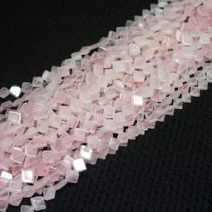 4 Strand Natural Pink Rose Quartz Smooth Kite Gemstone Beads Strand 13" 7mm 9mm