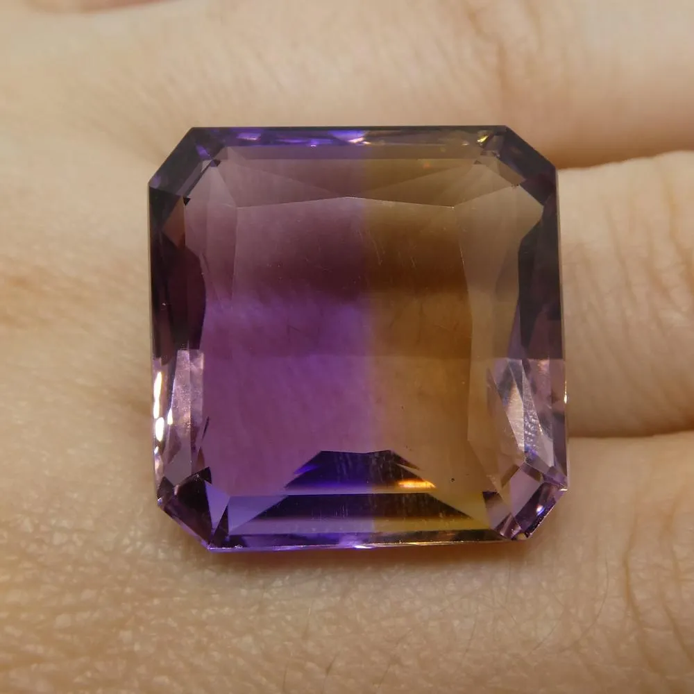 43.02 ct Square Ametrine, 100% Natural Very Rare Single Source Gem from Bolivia