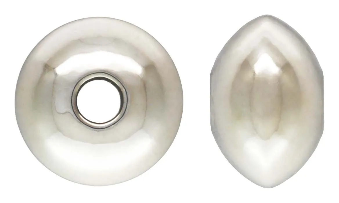 4.5x3.0mm Saucer Bead 1.1mm Hole, Sterling Silver. Made in USA. #5020134L