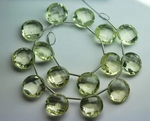 5 Matched Pair, Aaa Natural Lemon Quartz Faceted Match Coins Briolettes 12mm,Calibrated Size