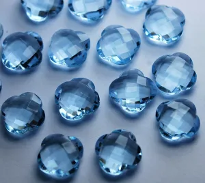 5 Matched Pairs,Aquamarine Blue Quartz Faceted Fancy Cushion Shape Briolettes, 14mm