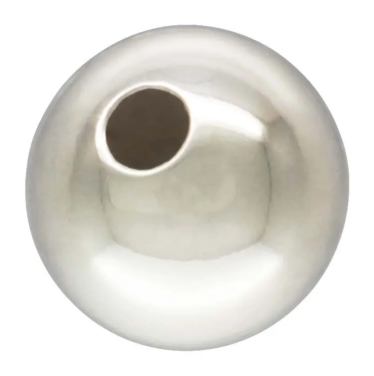 5.0mm Bead Light 1.2mm Hole, Sterling Silver. Made in USA. #5001205