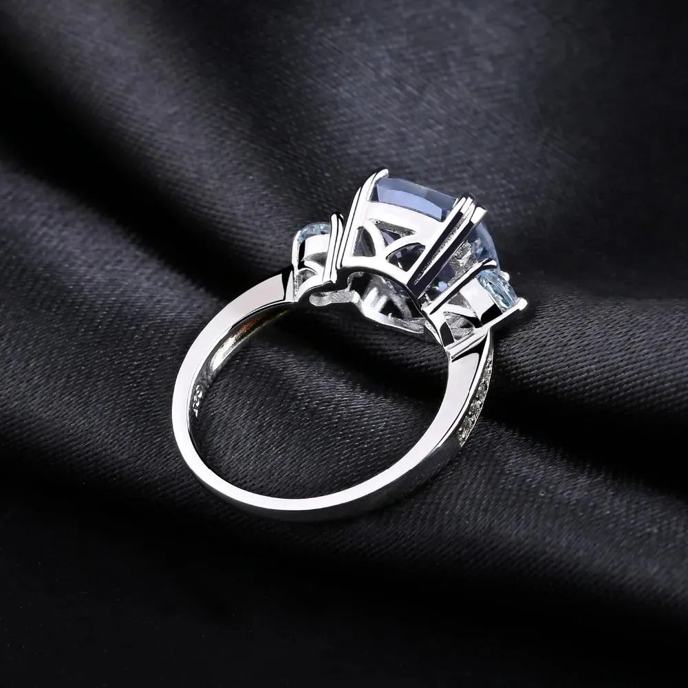 5.22Ct Iolite Blue Mystic Quartz Sky Blue Topaz Ring AU750 585 14K 10K 18K Gold 925 Silver