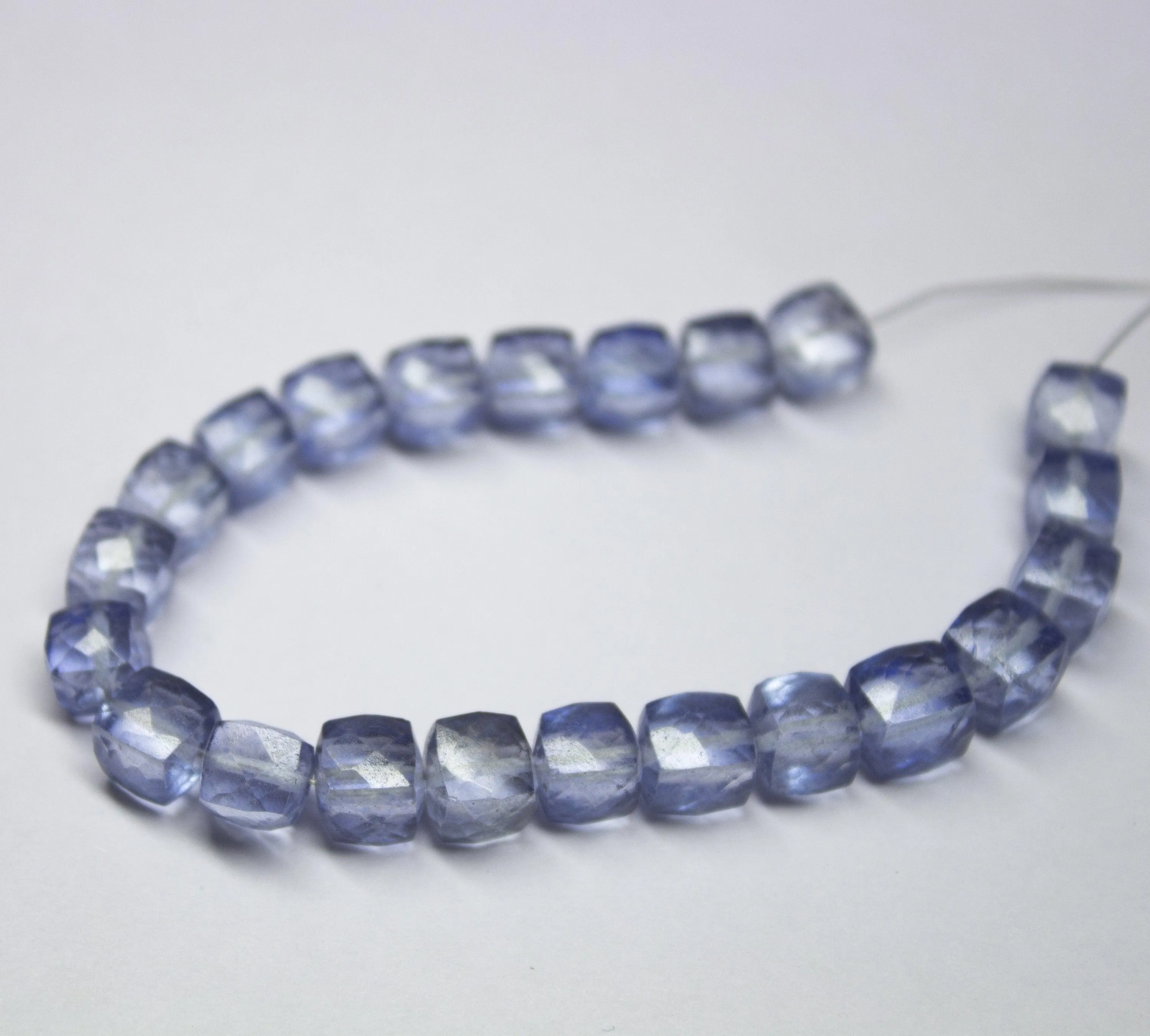 6 inch, 6-6.5mm, Natural Mystic Blue Quartz Faceted Box Square Beads, Quartz Beads