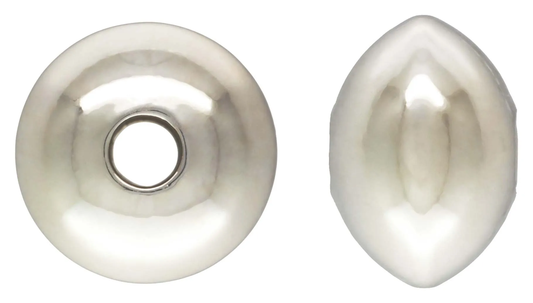6.7x4.6mm Saucer Bead 1.5mm Hole, Sterling Silver. Made in USA. #5020136L